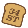 Toast with '34st' burned into it.